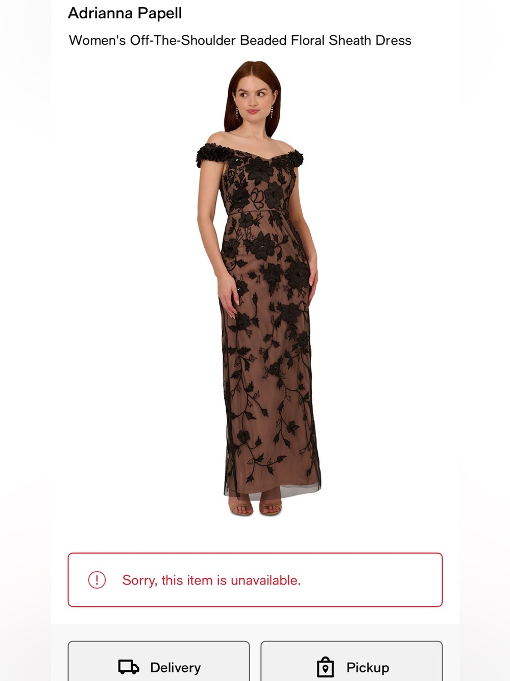 Adrianna Papell Off Shoulder Black Floral Nude Mesh Illusion Gown NWT SZ 2 GALA - Picture 4 of 13